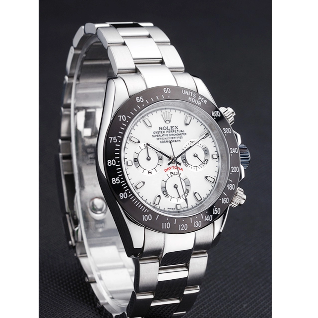 Good copy rolex watches White Daytona Black Stainless Rolex Enameled Dial Steel 0804